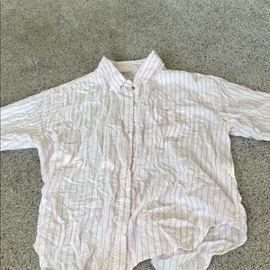 American Eagle Outfitters Kids Pink Striped Button Down Shirt